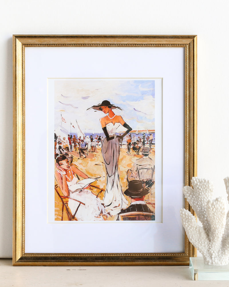 Vintage Framed Art: French Riviera Lady 1 Book Plate