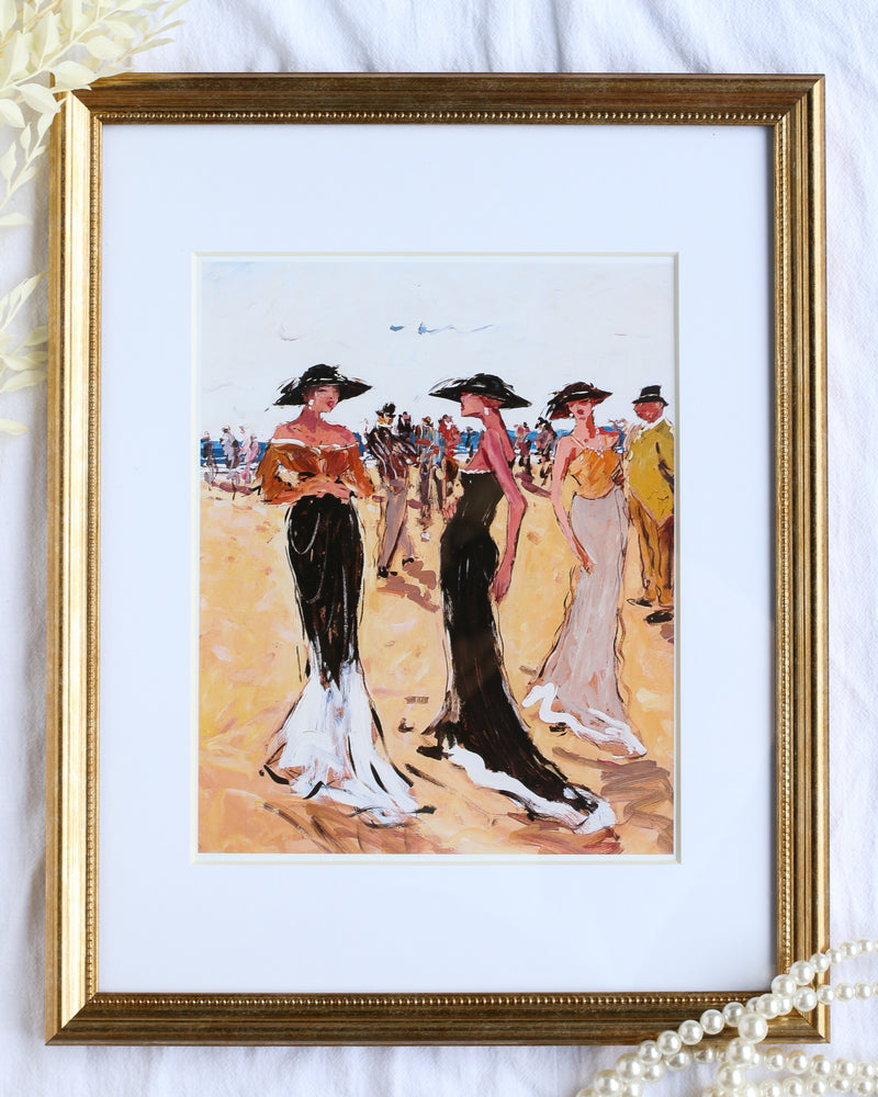 Vintage Framed Art: French Riviera Ladies Book Plate