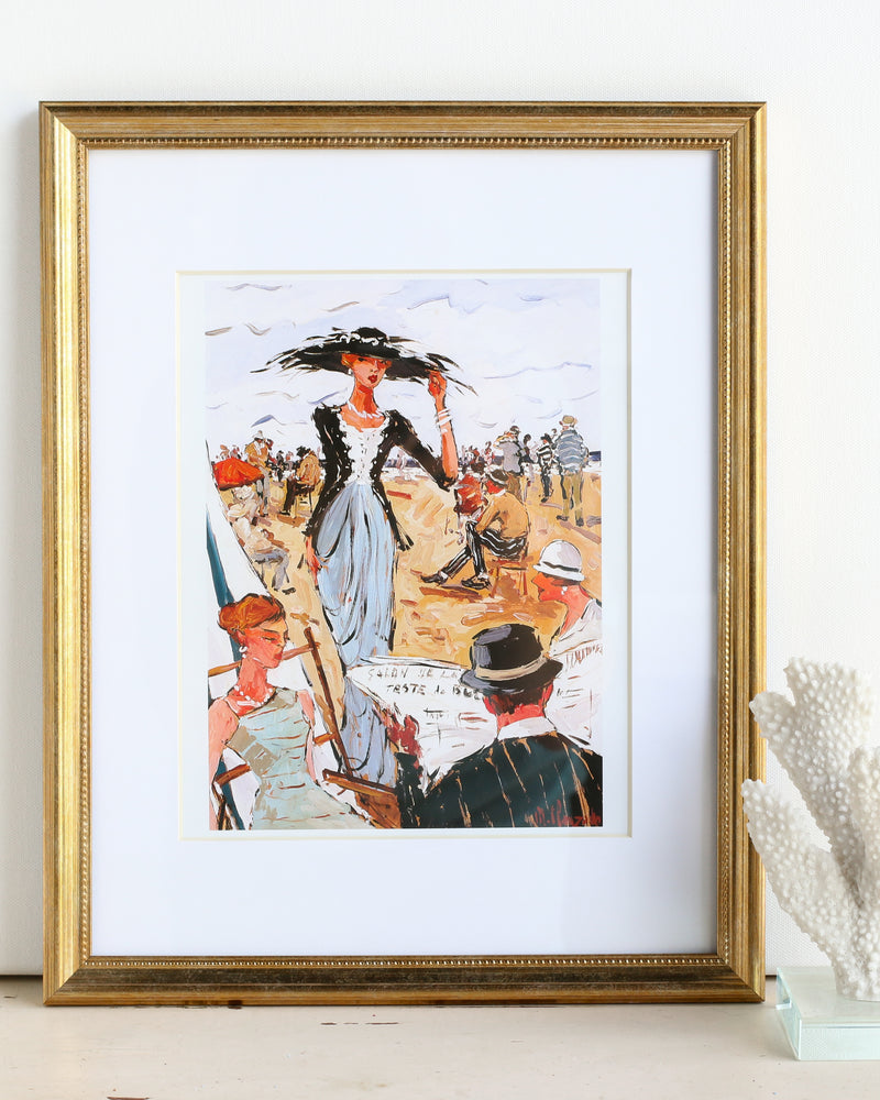 Vintage Framed Art: French Riviera Lady 2 Book Plate