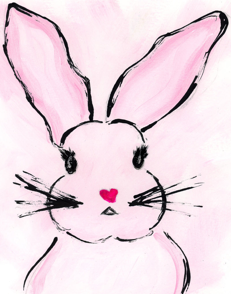Pink Impasto Bunny Original 8 x 10"