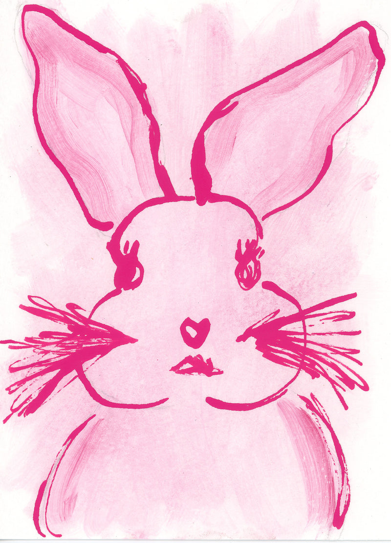 Pink Bunny Original 5 x 7"