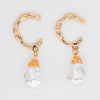 gold monogram earrings for women bamboo pearl drop letter C