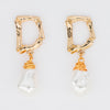 letter d jewelry gold bamboo pearl drop earrings