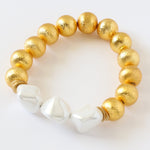 Margot Bracelet: Gold Bead Pearl Stretch Bracelet