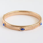 Blue Cabochon Spring Bracelet