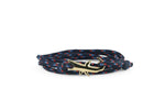 Navy Blue Nautical Rope Gold Shark Bracelet