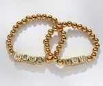 Gold Initial Cube Bead Bracelet
