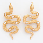 Gold & Pearl Snake Earrings