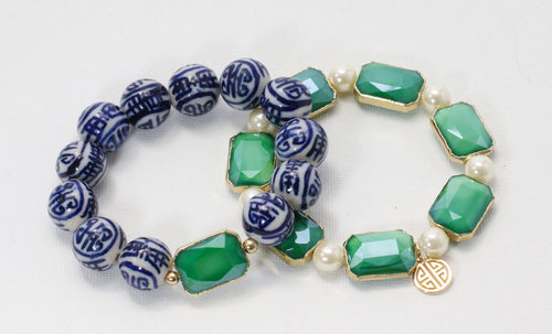 Chinoiserie Emerald Stone Bracelet