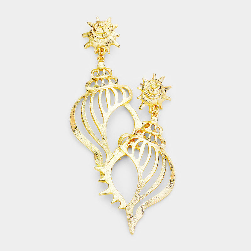 Gold Shell Cutout Earrings
