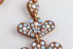 Blue and White Hand Painted Bohemian Flower Earrings, Lightweight Statement Wood Earrings, Nickel Free, Lead Free,