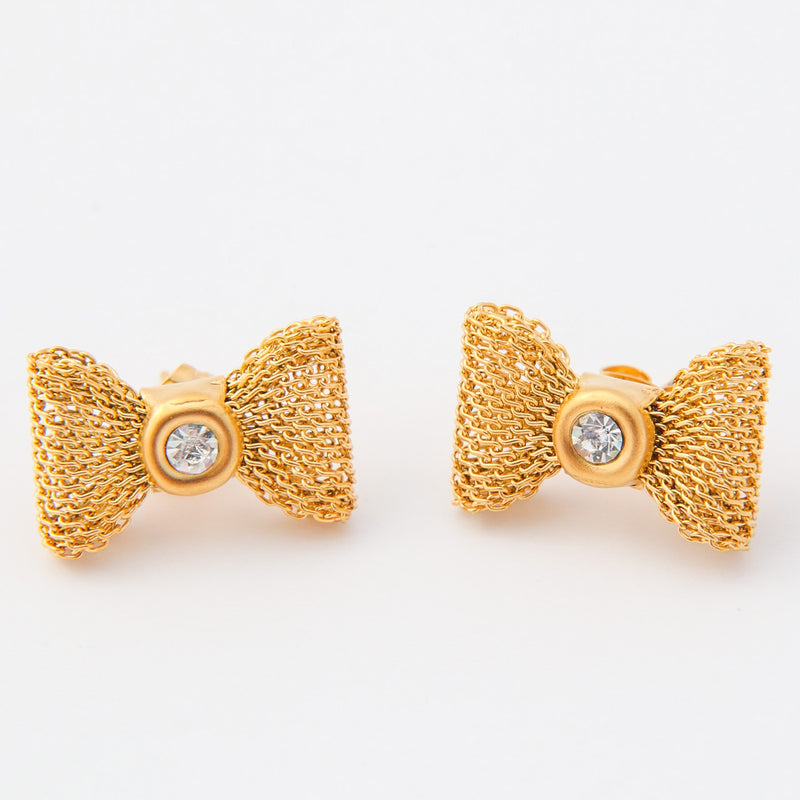 Gold Mesh Bow Earrings