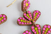 Hand Painted Fuchsia Flower Earrings, Lightweight Statement Earrings, Bohemian & Cottagecore Style