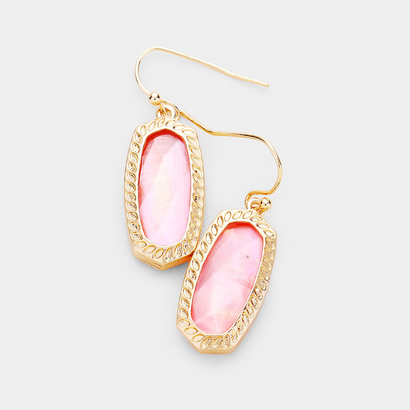 Petite Pink Hexagon Dangle Earrings