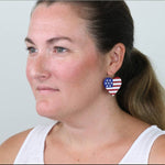 Glitter Acrylic American Flag Heart Earrings