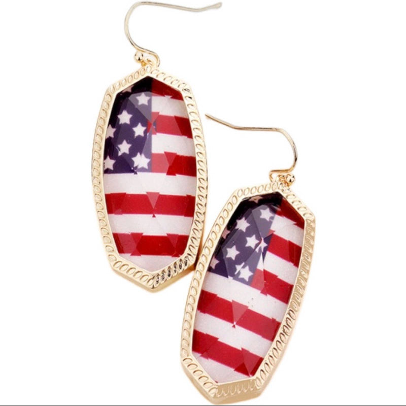 American Flag faceted earrings